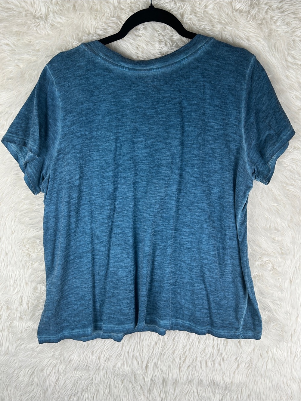 Eileen Fisher Teal V-Neck Short Sleeve Top - Picture 2 of 6